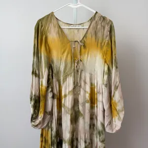 Young Fabulous & Broke Rayon Boho Beachy Relaxed Tie Dye Maxi Dress XS Green thumbnail 2