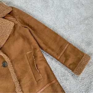Stradivarius Women’s Faux Suede Teddy Shearling Long Coat Jacket in Brown L thumbnail 5
