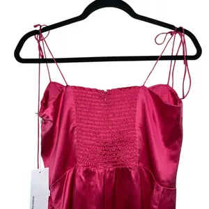 NEW NWT Reformation Marguerite 100% Silk Midi Dress In Flambe Bright Pink thumbnail 10