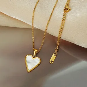 Stainless Steel Mother of Pearl Heart Pendant Necklace thumbnail 3