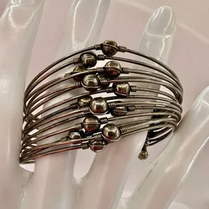 Silver tone multi strand cuff bracelet thumbnail 2