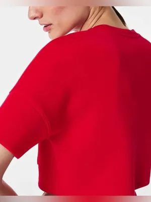Spanx AirEssentials cropped pocket shorts sleeve top red size XL thumbnail 4