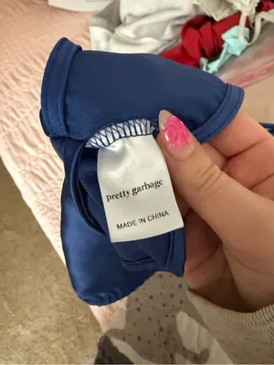 Blue Satin Cutout Halter Crop Top Size M thumbnail 2