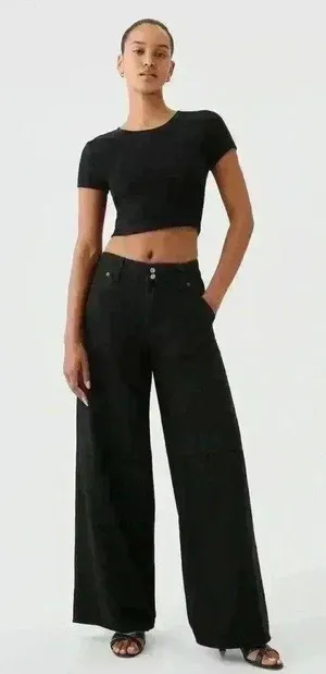 NWT Gap Mid Rise UltraSoft Baggy Wide Leg Jeans~ Black ~ 12 /31 thumbnail 1