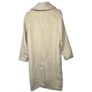 Abercrombie & Fitch Tan Cream Wool Collared Overcoat Pea Coat Jacket Womens Sz M thumbnail 2