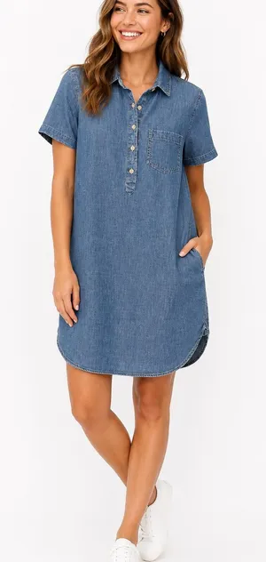 Gap Denim Chambray Shirt Dress Womens Small Blue 100% Cotton Casual thumbnail 1