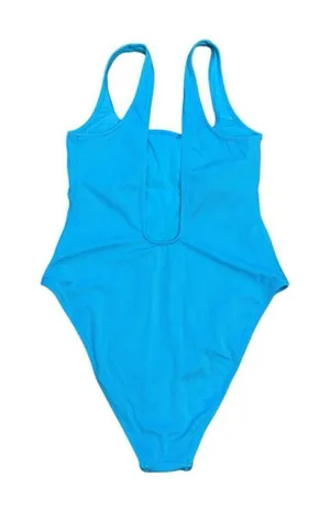 Aerie Crinkle Birthday Suite One piece Swimsuit Cheekiest Cut Blue Large thumbnail 1