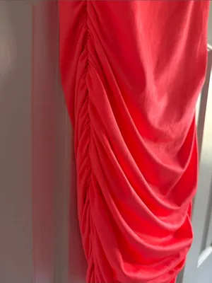 Katie J NYC Neon Pink Mini Dress Ruched Bodycon Cutout Knot Front XS Adjustable thumbnail 4