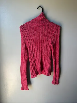 American Eagle Cable Knit Turtleneck Sweater Women’s Small Pink thumbnail 5