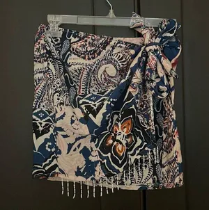 Zara beaded printed wrap skirt blue thumbnail 2
