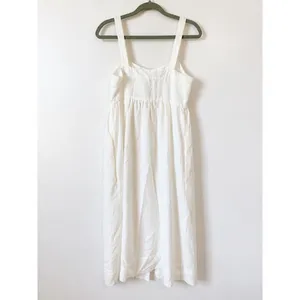 Club Monaco Midi Dress Size 2 White Cotton Silk Button Front Coastal Luxury NWT thumbnail 3