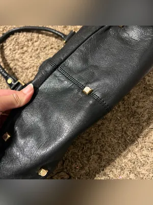BCBGMaxAzria Black Shoulder Satchel with Gold Hardware thumbnail 4