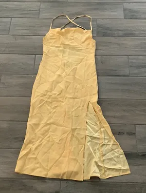 Reformation Silk golden dress thumbnail 1