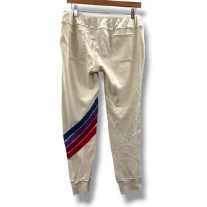 Aviator Nation Sweatpants Womens XL Cream Rainbow Stripe Joggers‎ USA Retro thumbnail 2