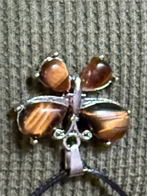 Handcrafted Brown Stone Butterfly Pendant Necklace - Women Jewelry thumbnail 2