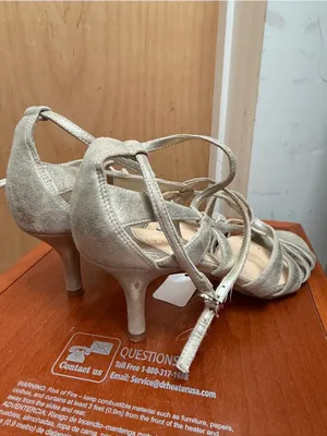 Ivanka Trump Women’s Champagne Metallic Strappy Kitten Heels. Size: 7 thumbnail 4