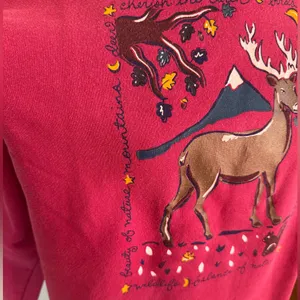 Vintage Graphic Sweatshirt deer‎ Cozy Cottagecore Outdoors Nature 90s Large thumbnail 6