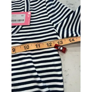 Edikted Women's XS Slim Fit Navy & White Knit Long Sleeve Henley Tee‎ thumbnail 5