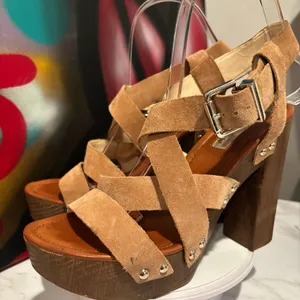 INC International Concepts Camira Suede Studded Platform Block Heel Sandals thumbnail 1