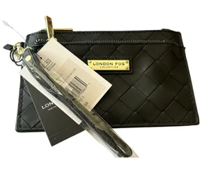 London fog black woven wristlet wallet clutch thumbnail 1