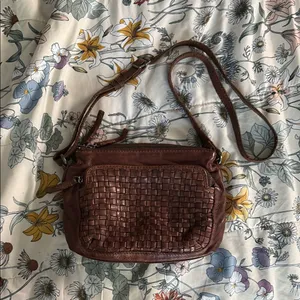 Brown Woven Leather Crossbody Bag thumbnail 1