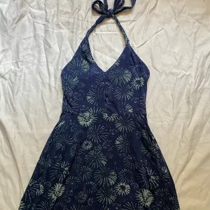 PACT Organic Cotton Halter Sleeveless‎ A-Line Blue & Green Midi Dress Size Small thumbnail 3