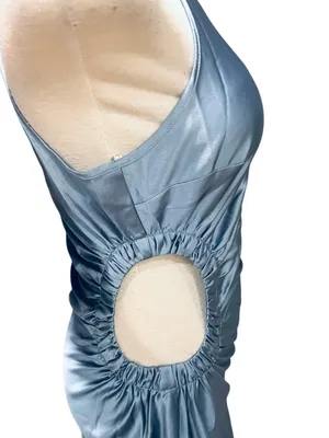 Lulus Cherita Periwinkle Blue Satin Cutout Maxi Dress Size Small NWT thumbnail 8