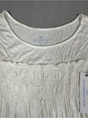 Southern Tide Smocked Babydoll Top Womens XS White NWT Ruffle Coastal Preppy thumbnail 2
