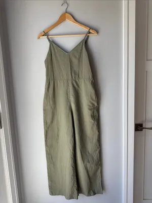 Uniqlo Linen Blend Wide Leg Jumpsuit Green thumbnail 2