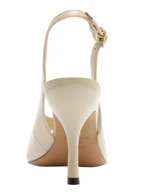 NWT Arezzo Womens Olivia High Stiletto Leather Pumps Panacota Off White 6.5B thumbnail 3