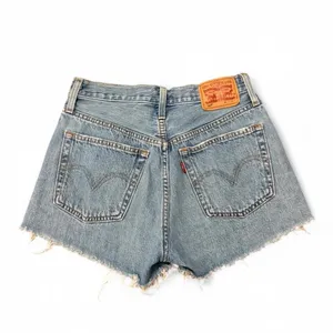 Levi's 501 blue raw hem denim shorts size 25 thumbnail 2