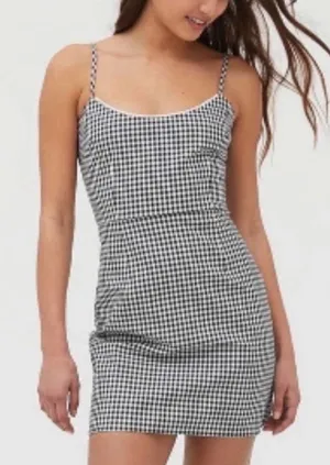Urban Outfitters UO Black White Gingham Sleeveless Mini Dress size Medium $59 thumbnail 1