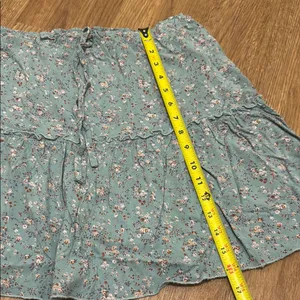 Brandy Melville O/S Sage Green Kenzo Ditsy Floral Ruffle Mini Skirt Drawstring thumbnail 5