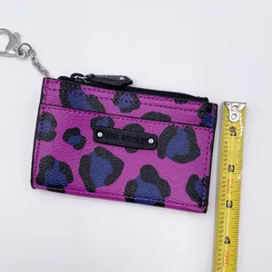 Vera Bradley Purple Leopard Spot Wallet Slim Coin Purse Keychain Faux Leather thumbnail 6