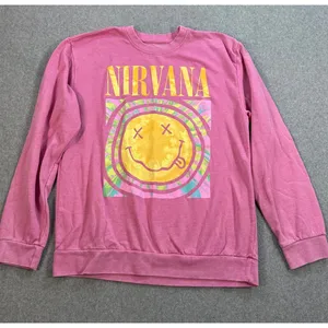 Nirvana Smiley Graphic Print Pullover Sweatshirt Women’s X-Large Pink thumbnail 1