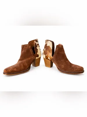 Roper Rowdy Cow Hair on Hide Suede Western Ankle Boots Women’s 7.5 thumbnail 3