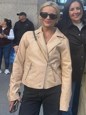 Anthropologie the Saige Women’s tan Faux Leather Moto Jacket thumbnail 7