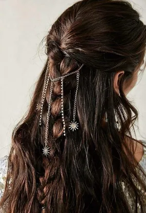 Free People Majestic Hair Piece Silver Black Bohemian Renaissance Medieval thumbnail 3