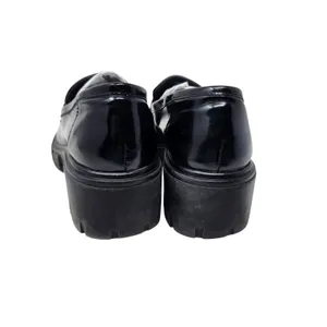 Crown Vintage Black Faux Leather Slip On Sage Chunky Penny Loafers Size 7.5M thumbnail 7