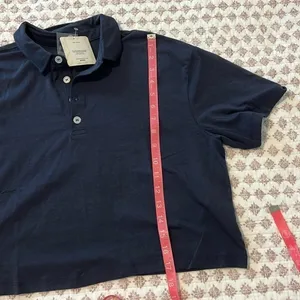 NWT Fabletics Classic Navy Boxy Short Sleeve Polo Shirt Size Medium Blokecore thumbnail 7