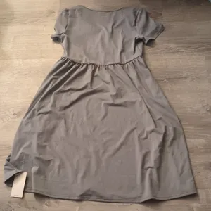 Halara Neck Decorative Button Short Sleeve Side Pocket Midi Casual Dress Size XL thumbnail 6