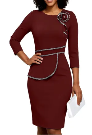 NEW Formal Long Sleeve Wear to Work Office Career Dress S thumbnail 1