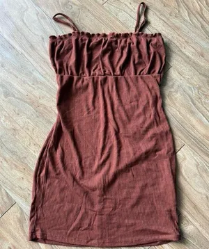 Elegant Sleeveless Dress Brown Size L thumbnail 1