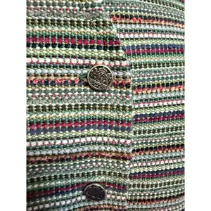 Lake Trail Studio Handwoven Vest Green Multi Color Striped Cotton Rayon Medium thumbnail 2
