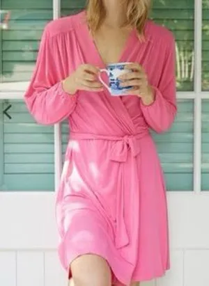 LAKE Pajamas dreamknit robe barbie pink modal thumbnail 2