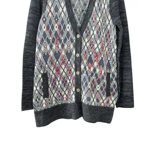 Free People Foxtrot Argyle Knit Cardigan Sweater Women's L Wool Blend‎ Preppy thumbnail 14