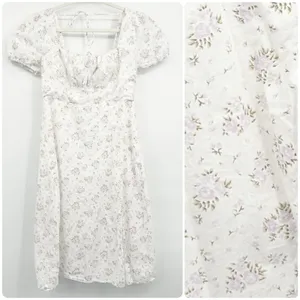 Lulus Womens Darling Appeal Floral Puff Sleeve Cottagecore Milkmaid Midi Dress L thumbnail 3