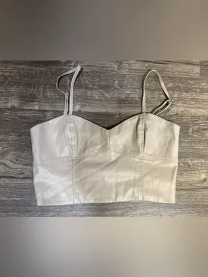 Zara Faux Leather Corset Tank Top Beige Cream Size M thumbnail 2