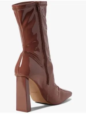 Aldo Glossy Mid-Calf Block Heel Boots in Chestnut Pink Size 6.5 thumbnail 5