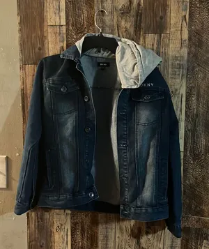Donna Karan New York Women's Jean Jacket With Hoodie Size 14/16 thumbnail 1